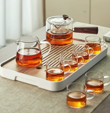 YIHUTEA Glass Tea Set 2026 New Model Teapot Specialized for Brewing, Kung Fu Tea Home Teacup Set with Tea Tray