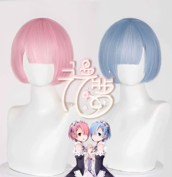 Manluo Re:Zero Starting Life in Another World Rem Cosplay Wig, Ram Long Hair Cosplay Wig
