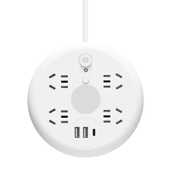 Round Retractable Power Strip with USB Ports and Long Cord