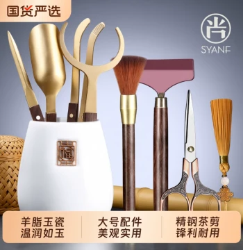 Mutton Fat White Porcelain Tea Ceremony Six Gentlemen Set: Complete Home Kung Fu Teaware Accessories and Storage Tools