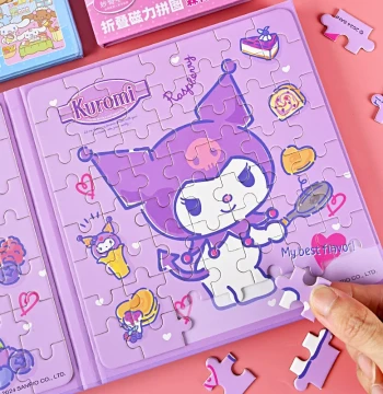 Sanrio Kuromi Magnetic Puzzle Children's Magnetic Flat Puzzle My Melody Educational Early Learning Toy for Girls Aged 3-6