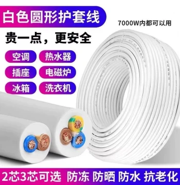 White Wire National Standard Three-Phase Cable 2-Core 3-Core 1.0 1.5 2.5 4 sq mm Outdoor Household Power Sheathed Wire