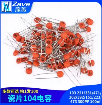 Ceramic Disc Capacitors 104, 103, 221/331/471/102/392/151/223/473, 300PF, 100nF
