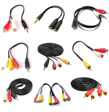 Audio Converter Cable with RCA Connectors - 3.5mm to AV Female Splitter (1-to-2/3) for Speakers and Sound Systems