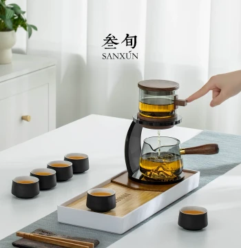 Sanxun Guanshan Semi-Automatic Teapot, Office Tea Drinking Set, 2026 New Arrival, Premium Light Luxury Gift for Elders