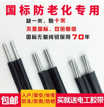 Outdoor 2-Core Aluminum Wire 4/6/10/16/25/35 mm² Overhead Anti-Aging Cable Household Aluminum Line