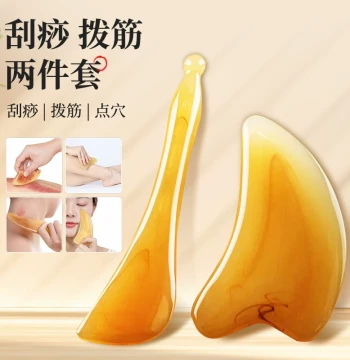Gua Sha Board Facial Meridian Scraping Stick Face Lifting Beauty Tool Eye Acupressure Rod Resin Head Massage Therapy Device