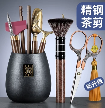Six Gentlemen of Tea Ceremony Set Tea Table Tea Tongs Tea Brush Tea Brewing Tools Kung Fu Tea Set Accessories Complete Collection Tea Leaf Pen Holder