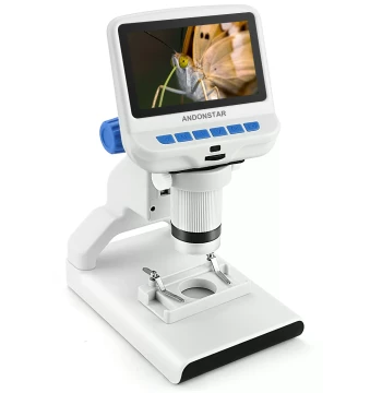 ANDONSTAR Children's Microscope with 4.3-inch Screen, Home Science Kit for Elementary Students, Biological Slide Observation Model AD102