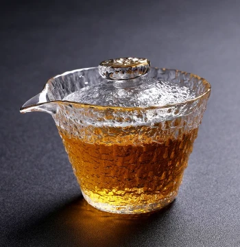 Japanese Style Heat-Resistant Kung Fu Tea Set, Glass Sancai Gaiwan, Premium Single Brewing Bowl, Non-Scalding Handled Pot