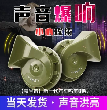 Zhenhao Di Car Horn: Super-Loud Dual-Tone High/Low Snail Horn, Electric 12V/24V, Waterproof, Universal for Modification