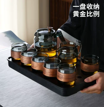 Glass Tea Set for Home, Teapot with Tray, Large Capacity Guest Cups, 2026 New Luxury High-End Style