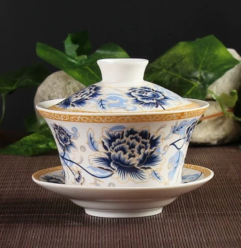 Extra Large Gaiwan Ceramic Ningxia Lanzhou Yinchuan Sanpaotao Home Restaurant Flower Tea Sancai Babao Tea Large Tea Bowl