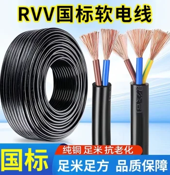 National Standard Pure Copper 2-Core 3-Core Flexible Cable Wire 1.5 2.5 4 sq.mm Household Copper Core Sheathed Power Cord