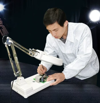 Zhiqi Genuine ZQ-86Cy 20x/30x HD Desktop Magnifier with LED Light: Desk Lamp for Senior Reading, Watch Repair, Electronics Soldering, and Appraisal Workbench