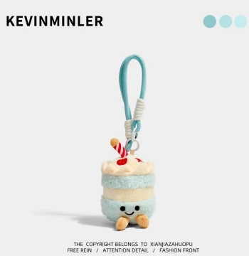 Plush Keychain Cute Candle Cake Milk Tea Cup Design