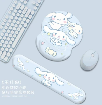 Cartoon Mouse Pad with Wrist Rest Cute Girls INS Style Small Wrist Pad Creative Anime Cartoon Silicone Comfortable Soft Hand Rest Memory Foam Office Palm Support Computer Keyboard Rest Mouse Pad