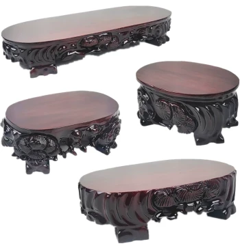 Solid Wood Elevated Base for Taishan Stone, Flower Pots, Bonsai, Fish Tanks, Odd Stones with Grooves, Jade, and Buddha Statues, Wooden Display Stand