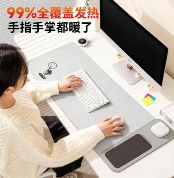 FUNME Heated Desk Mat, Heating Mouse Pad, Warm Desk Pad, Graphene Winter Electric Keyboard Hand Warmer, Extra-Large Office Desktop Student Heating Pad