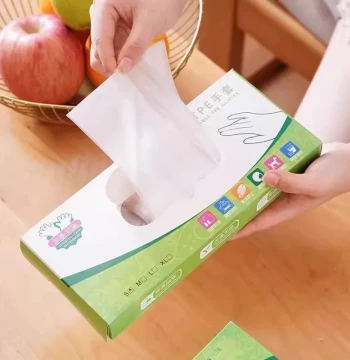 Transparent Disposable Household Cleaning Gloves - Thickened TPE Plastic Gloves for Catering and Kitchen Use in Boxed Dispenser Packs