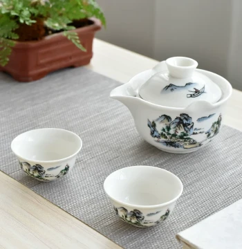 Anti-Scald Gaiwan Tea Set Small Collection Home Sancai Bowl Large Pu'er Teapot Brewing Tea Cup Single Piece Handled Pot Ceramic