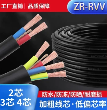 Flexible Household RVV Cable: Sheathed Power Cord with 2/3/4 Cores, 1.5/4/6/10 mm² for Charging