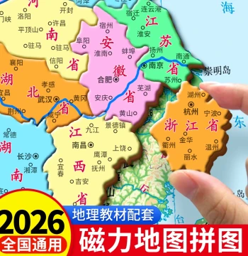 China Map World Magnetic Puzzle for Elementary and Middle School Students, Geography Educational 3D Toy for Children Aged 6+, 8 Pieces
