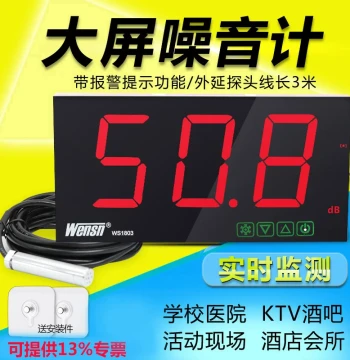 WENSN Wall-Mounted Decibel Meter Noise Detector Sound Level Meter Noise Meter for Bars Noise Tester