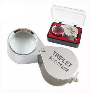 30x Foldable All-Metal Jewelry and Antique Appraisal Magnifier in Gift Box Packaging, 30x21 Silver Jade High Magnification
