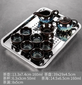 Kung Fu Tea Set Stainless Steel Tea Tray Home Small Tea Table Minimalist Compact Japanese Style Water Storage Design