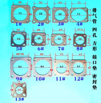Exhaust Pipe Interface Gasket, Square Four-Hole Flange Gasket for Muffler and Tailpipe, High-Temperature Sealing Pad