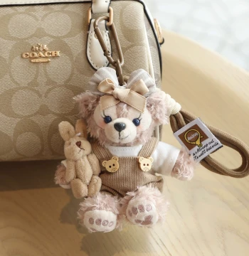 Plush Bag Charm Keychain, ShellieMay and Duffy Bear Design, Handmade Ornament