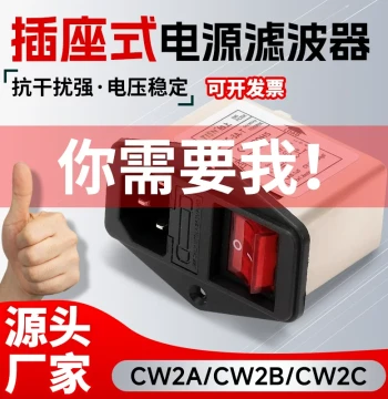 Power Line Filter Socket 220V Anti-Interference CW2A/2B/2C-10A-T Dual Fuse Holder Switch with Light CW1D