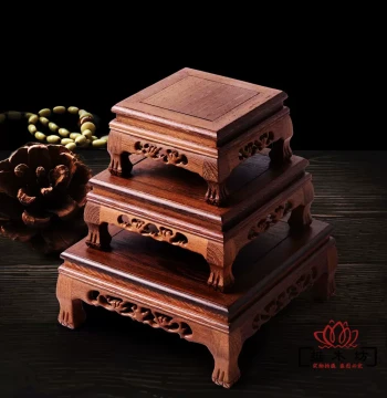 Rosewood Carved Craft Buddha Statue Ornament Base Chicken Wing Wood Rectangular Vase Strange Rock Base Solid Wood Tray