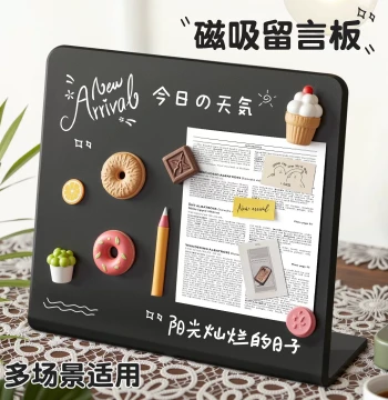 Desktop Magnetic Message Board with Stand, Erasable Magnetic Blackboard for Home and Office, Vertical Writing Memo Board, Solid Color Reminder Board with DIY Display Rack for Sticky Notes