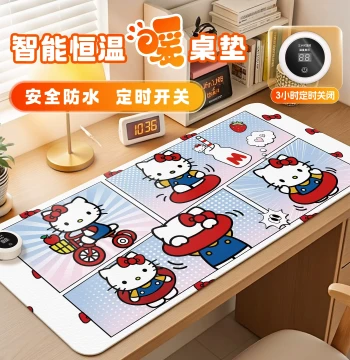 Hello Kitty Heated Mouse Pad 2025 Edition, Extra-Large Office Desk Heating Mat, Winter Student Home Study Desk Pad, Smart Constant Temperature with Timer, Waterproof and Stain-Resistant Electric Heating Pad