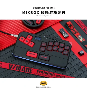 DOIO Mini Version Aluminum Alloy Low-Profile Axis Hitbox MIXBOX Game Keyboard Tekken Street Fighter 6 King of Fighters 15 Joystick Arcade Fighting Support PS5 Switch PC KBHX-01 SLIM+