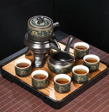 Lazy Person Stone Mill Tea Set, Home Living Room Brewing Supplies, Automatic Teapot, Kung Fu Tea Cups, Small Luxury High-End Set