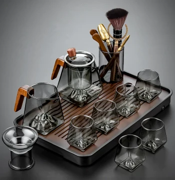 Premium Glass Tea Set for Brewing - Complete Home Kit with Teapot, Cups, and Tea Tray (2026 New Arrival)