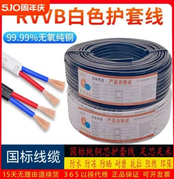 Pure Copper Two-Core Flexible Power Cord RVVB Parallel Sheathed Cable 0.5/0.75/1/1.5/2.5 Cable Copper Wire Waterproof
