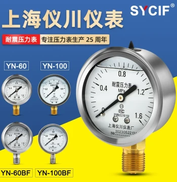 Shanghai Yichuan Instrument Factory Pressure Gauge, Stainless Steel Vibration-Resistant, for Refrigerant Charging, Nitrogen, Oil, Display, Vacuum Negative Pressure
