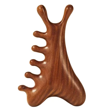 Multifunctional 4-in-1 Sandalwood Comb for Head Therapy, Acupressure Meridian, Facial, Eye, and Scalp Massage