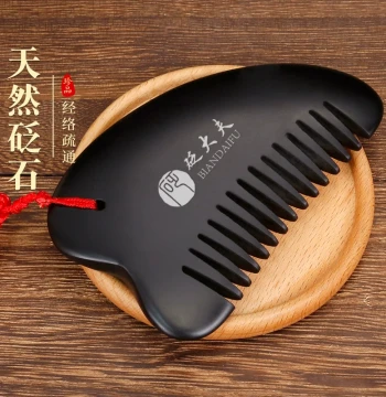 Biandaifu Bian Stone Gua Sha Comb Massage Comb Head Meridian Comb Massage Board Scalp Head Therapy Comb Beauty Salon