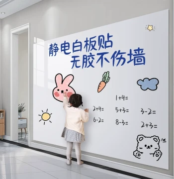 Electrostatic Adsorption Whiteboard Wall Sticker for Children's Rooms, Home Teaching, Erasable Bedroom Blackboard, Removable Non-Damaging Soft Whiteboard for Graffiti, Drawing, Wall Display, Writing Board, and Decorative Cover-Up