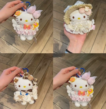 Plush Doll Keychain Pure White Bridal Kitty Cute Gift