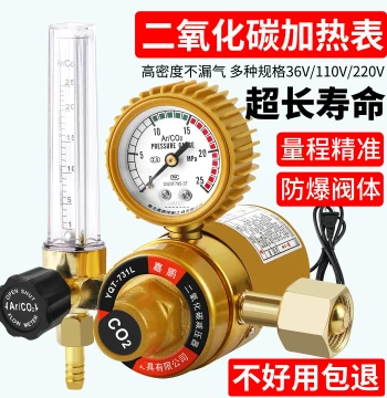 Energy-Saving CO2 Regulator Valve with Heater for Mixed Gas 220V MIG Welder Accessories Pressure Gauge 36V