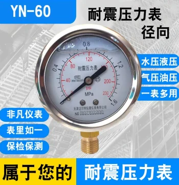 Free Shipping Vibration-Resistant Pressure Gauge YN60 for Water, Oil, and Hydraulic Systems, YN-60 0-0.6/1.6/2.5/25/40MPA