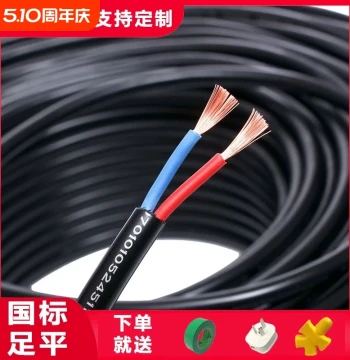 RVV Power Cable - National Standard 2-Core/3-Core (1.5/2.5/4/6 mm²) Three-Phase Cable with Sheath for Monitoring, Household Use, and Waterproof Applications