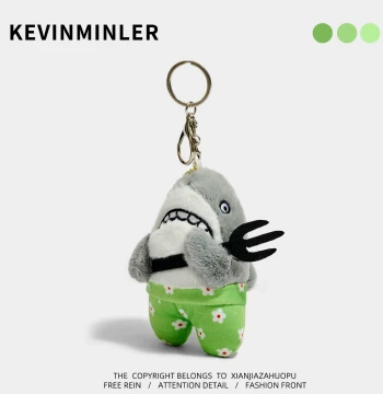 Plush Shark Keychain Funny Bag Charm