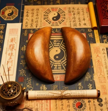 Century Lightning-Struck Jujube Wood Holy Cup Divination Peach Wood Holy Cup Ritual Tool Jiaobei Throwing Cup Nine Palaces Eight Trigrams Taoist Sheep Horn Cow Horn Divination